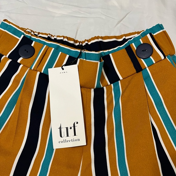 Zara TRF Collection Striped Pants in Size XS Mustard and Teal - Picture 4 of 6